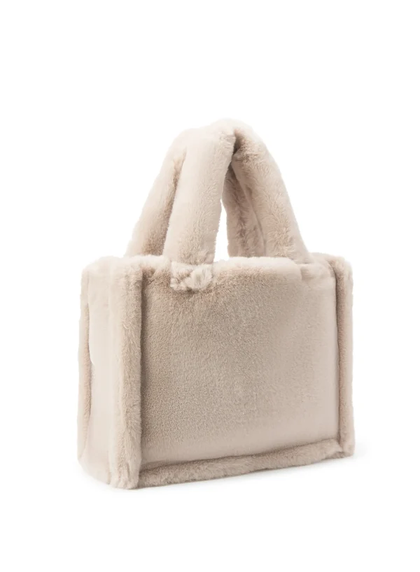LAMARQUE Accessories | JADE Faux Fur Tote Bag Bone