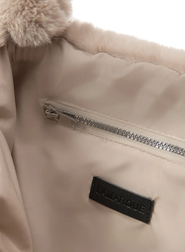 LAMARQUE Accessories | JADE Faux Fur Tote Bag Bone
