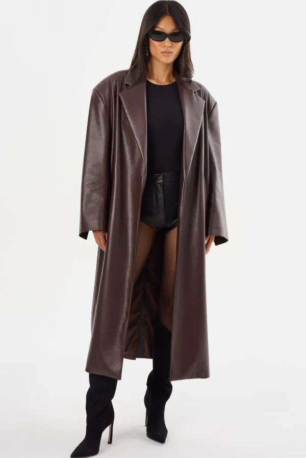 LAMARQUE Leather Jackets | JANELLE | Recycled Leather Coat Mahogany