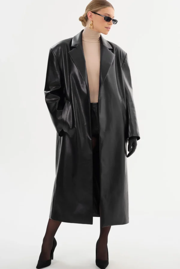LAMARQUE Leather Jackets | JANELLE | Recycled Leather Coat Black