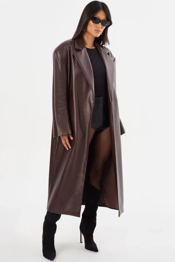 LAMARQUE Leather Jackets | JANELLE | Recycled Leather Coat Mahogany