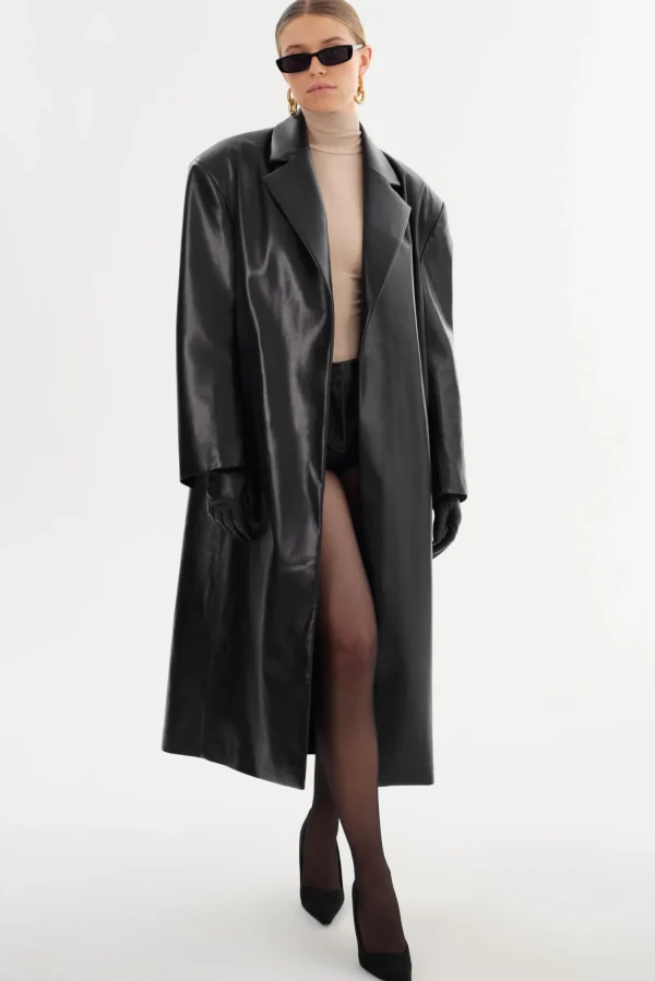 LAMARQUE Leather Jackets | JANELLE | Recycled Leather Coat Black