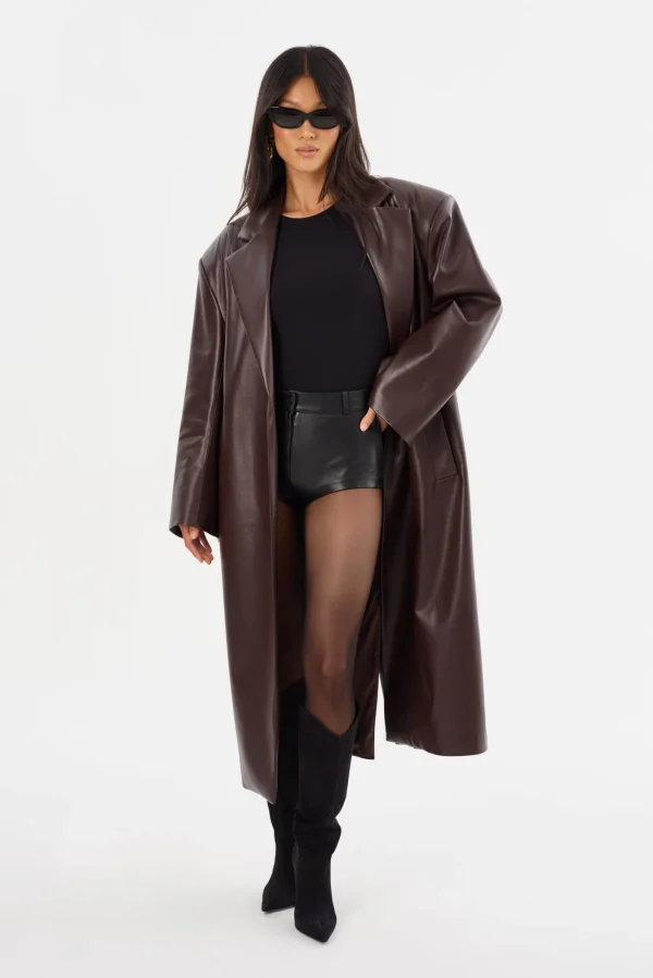 LAMARQUE Leather Jackets | JANELLE | Recycled Leather Coat Mahogany