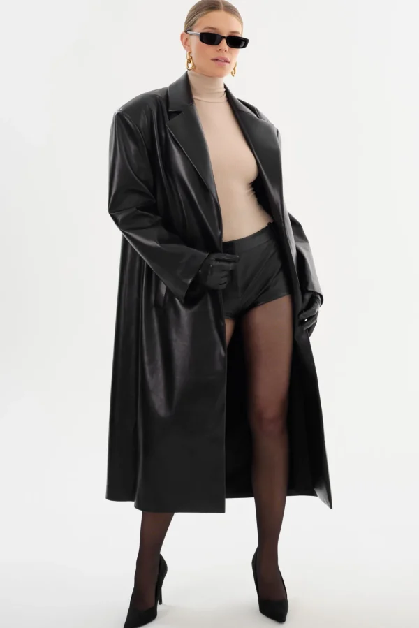LAMARQUE Leather Jackets | JANELLE | Recycled Leather Coat Black