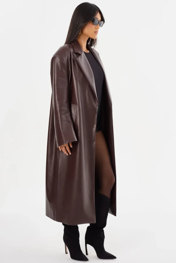 LAMARQUE Leather Jackets | JANELLE | Recycled Leather Coat Mahogany