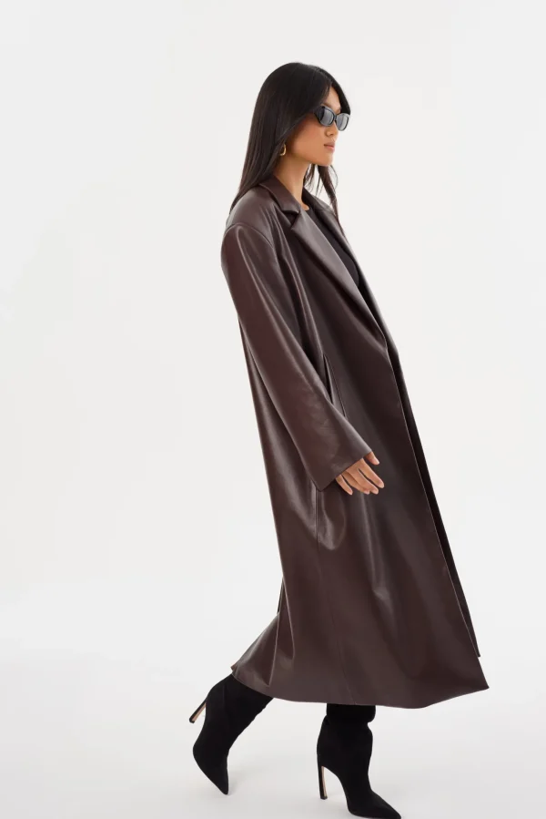 LAMARQUE Leather Jackets | JANELLE | Recycled Leather Coat Mahogany