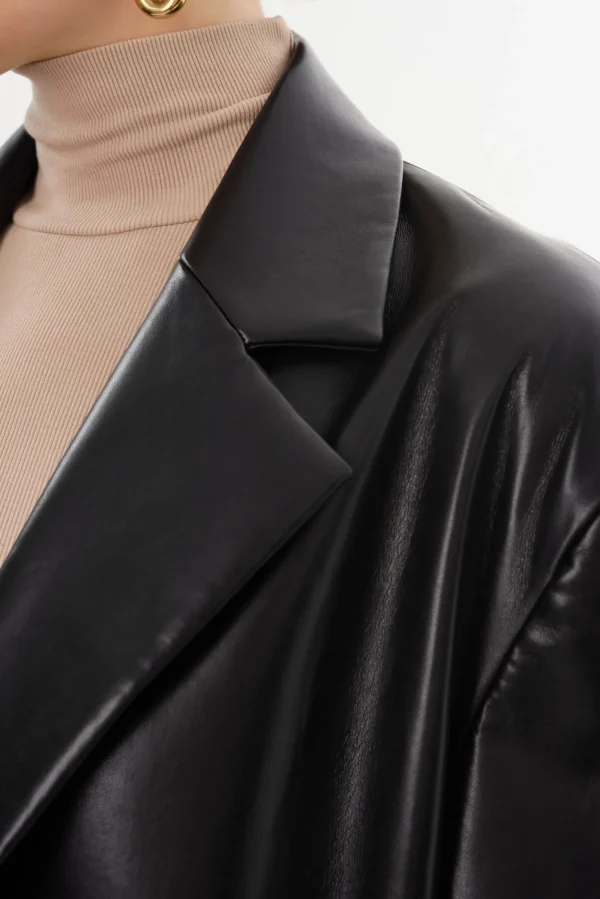 LAMARQUE Leather Jackets | JANELLE | Recycled Leather Coat Black