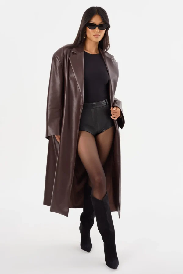 LAMARQUE Leather Jackets | JANELLE | Recycled Leather Coat Mahogany