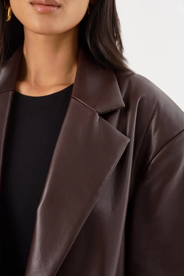LAMARQUE Leather Jackets | JANELLE | Recycled Leather Coat Mahogany