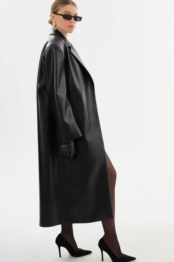 LAMARQUE Leather Jackets | JANELLE | Recycled Leather Coat Black