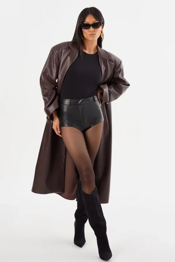 LAMARQUE Leather Jackets | JANELLE | Recycled Leather Coat Mahogany