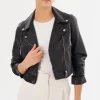 LAMARQUE Leather Jackets | JANIKA | Cropped Leather Biker Jacket Black