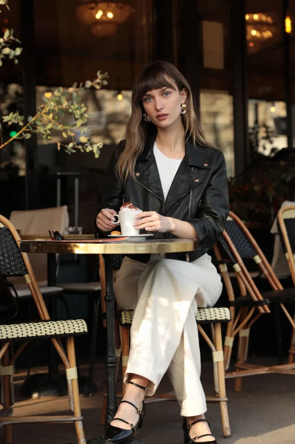 LAMARQUE Leather Jackets | JANIKA | Cropped Leather Biker Jacket Black