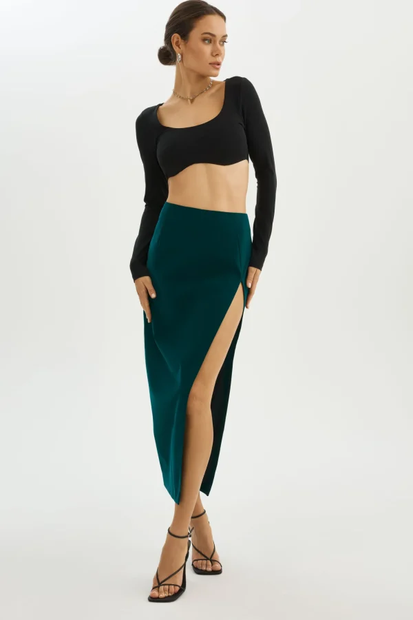 LAMARQUE Skirts | JAY | Faux Leather Skirt Dark Jade