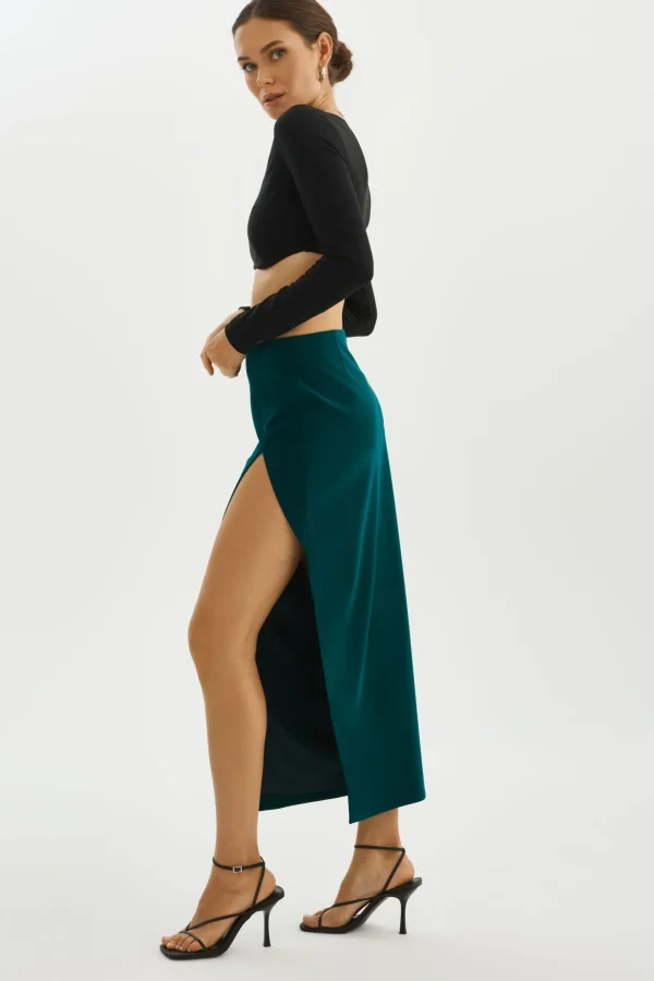 LAMARQUE Skirts | JAY | Faux Leather Skirt Dark Jade