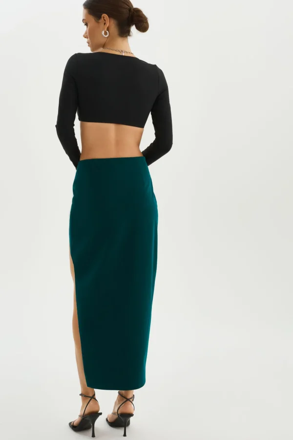 LAMARQUE Skirts | JAY | Faux Leather Skirt Dark Jade
