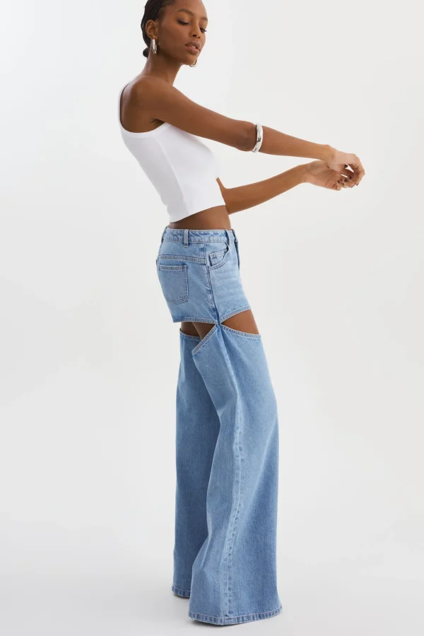 LAMARQUE Pants&Shorts | JAYLENE | Denim Cut-Out Jeans Light Blue Wash