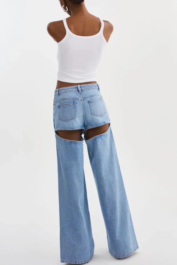 LAMARQUE Pants&Shorts | JAYLENE | Denim Cut-Out Jeans Light Blue Wash
