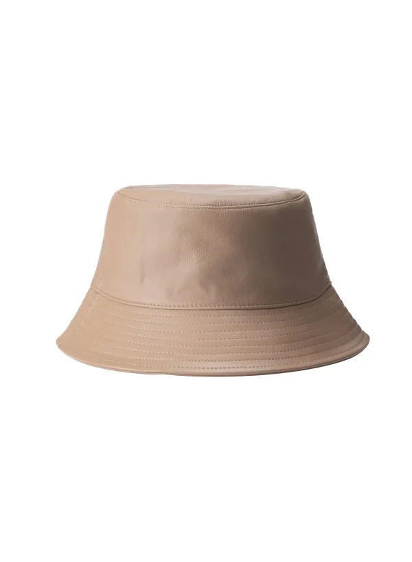LAMARQUE Accessories | JEANNE LEATHER BUCKET HAT Sesame
