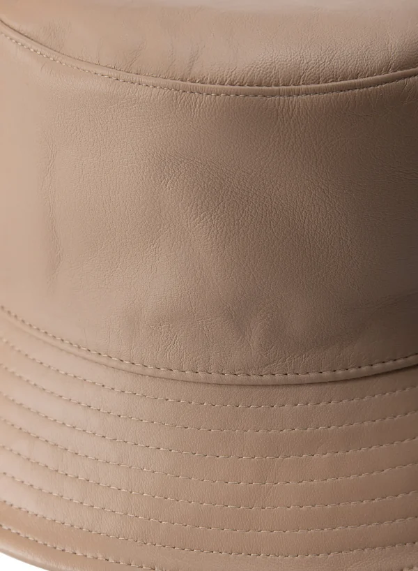 LAMARQUE Accessories | JEANNE LEATHER BUCKET HAT Sesame
