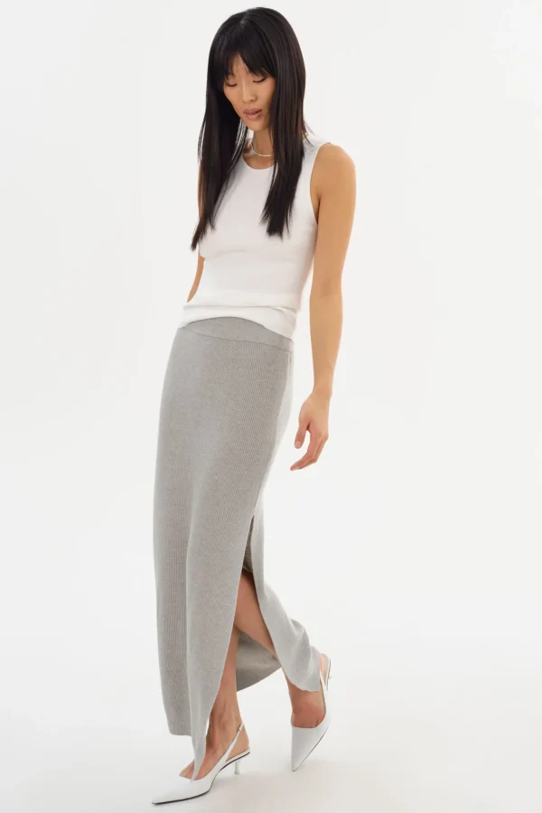 LAMARQUE Skirts | JILLIAN | Knit Midi Skirt Light Heather Grey