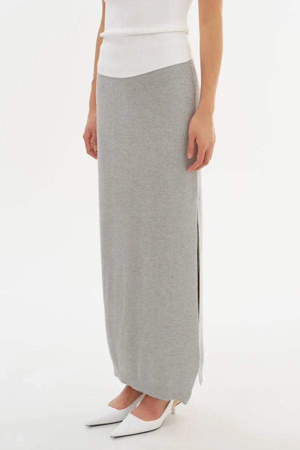 LAMARQUE Skirts | JILLIAN | Knit Midi Skirt Light Heather Grey