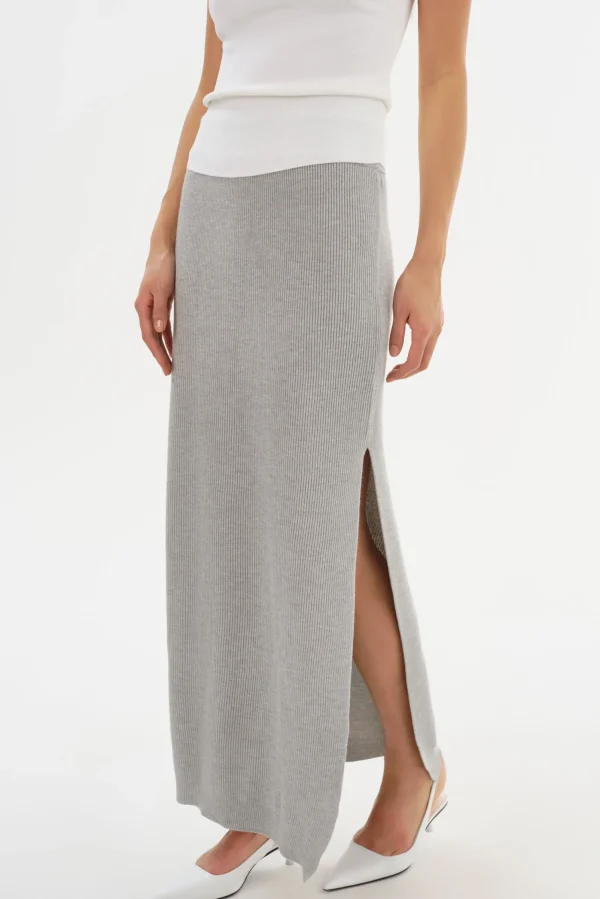 LAMARQUE Skirts | JILLIAN | Knit Midi Skirt Light Heather Grey