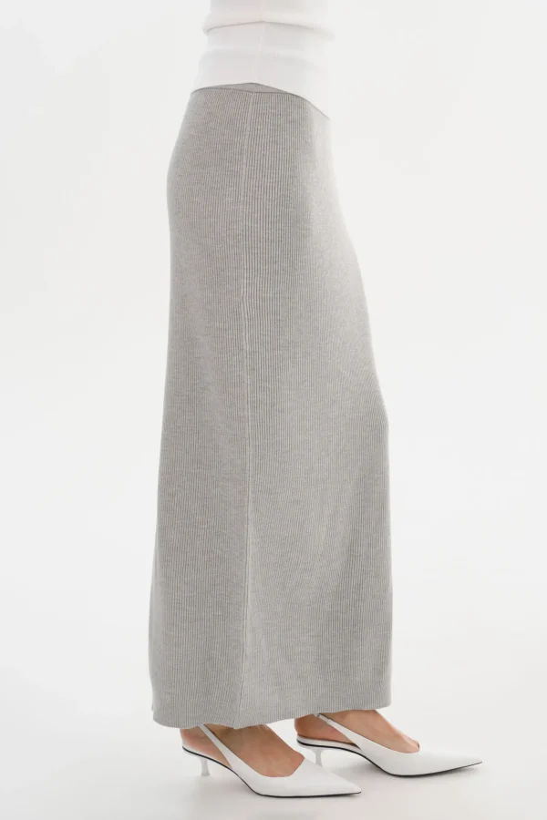 LAMARQUE Skirts | JILLIAN | Knit Midi Skirt Light Heather Grey