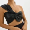 LAMARQUE Tops | JOLIE | Faux Leather One Shoulder Top Black