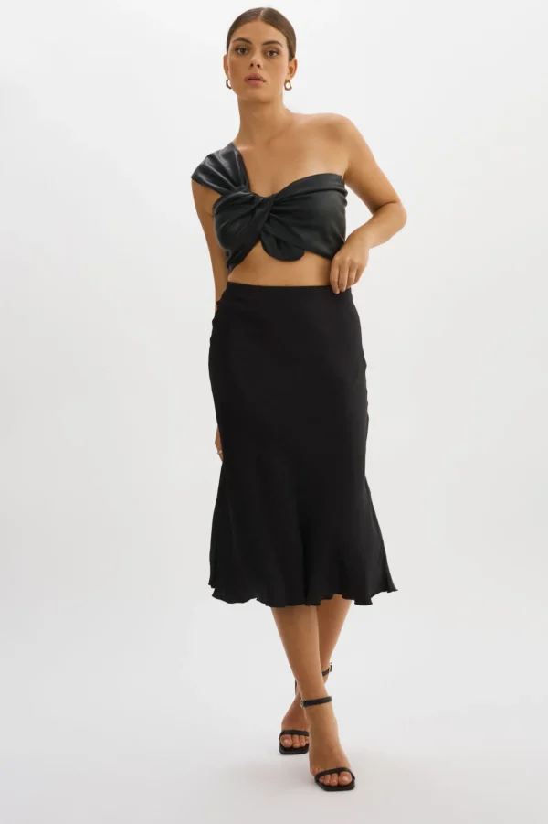 LAMARQUE Tops | JOLIE | Faux Leather One Shoulder Top Black