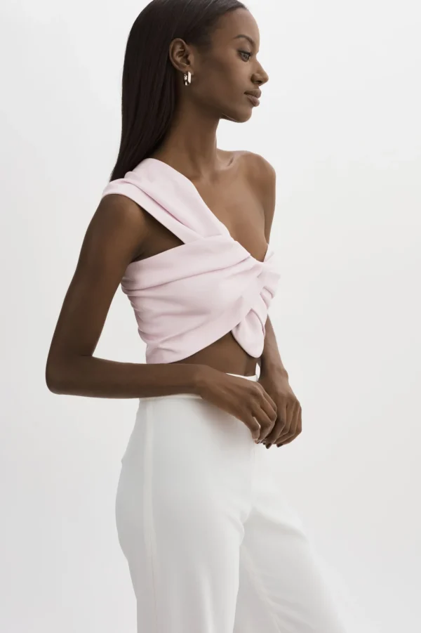 LAMARQUE Tops | JOLIE | Faux Leather One Shoulder Top Pink Parasol