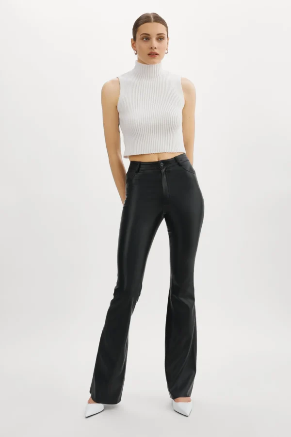 LAMARQUE Pants&Shorts | KAIDA | Faux Leather Flare Pants Black