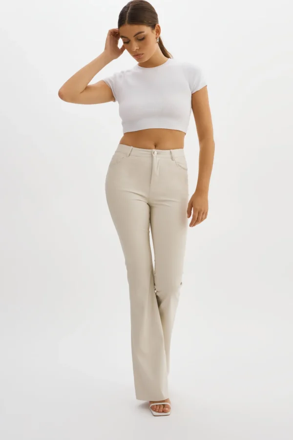 LAMARQUE Pants&Shorts | KAIDA | Faux Leather Flare Pants IVORY