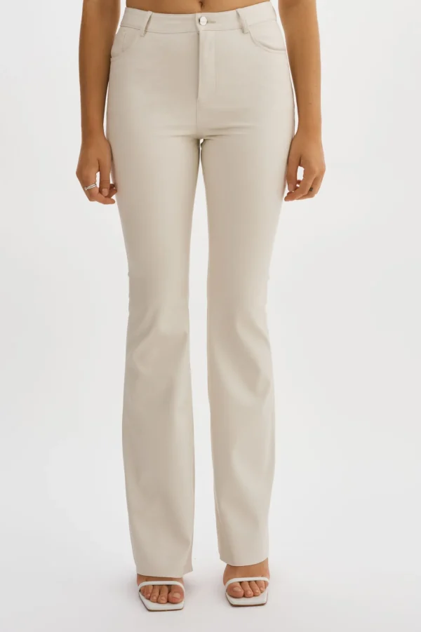 LAMARQUE Pants&Shorts | KAIDA | Faux Leather Flare Pants IVORY