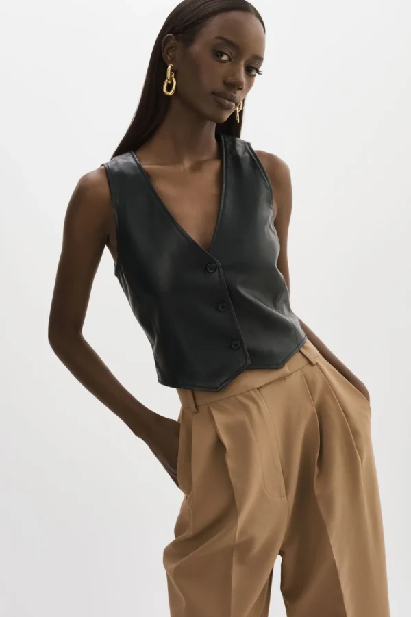 LAMARQUE Tops | KALLIE | Leather Vest Black