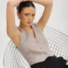 LAMARQUE Tops | KALLIE | Leather Vest Ash Grey