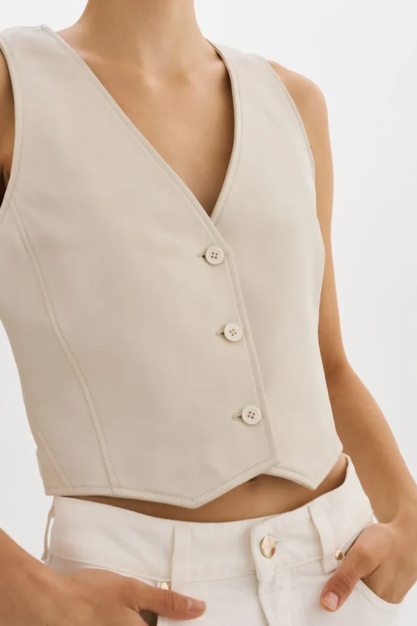 LAMARQUE Tops | KALLIE | Leather Vest Bone
