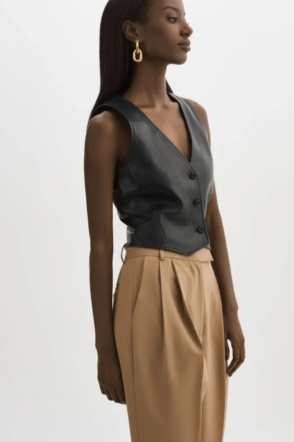 LAMARQUE Tops | KALLIE | Leather Vest Black