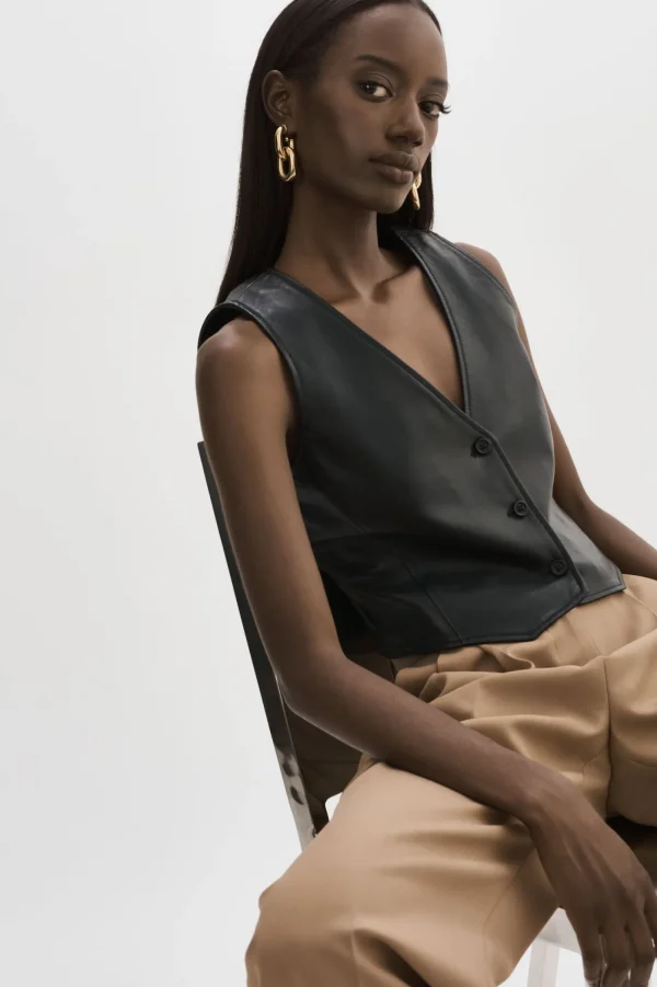 LAMARQUE Tops | KALLIE | Leather Vest Black