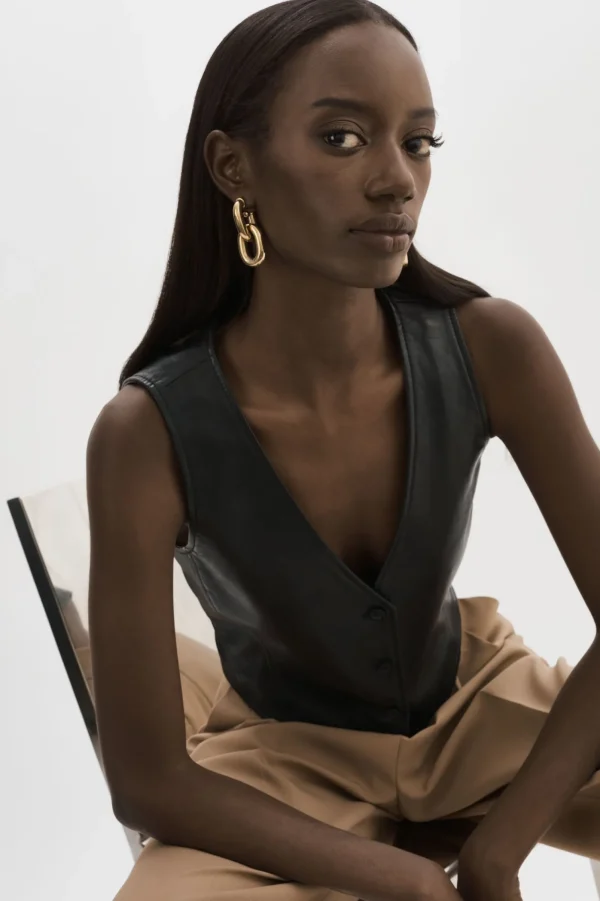 LAMARQUE Tops | KALLIE | Leather Vest Black