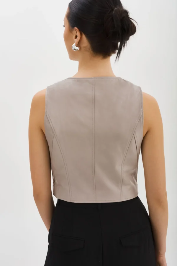 LAMARQUE Tops | KALLIE | Leather Vest Ash Grey