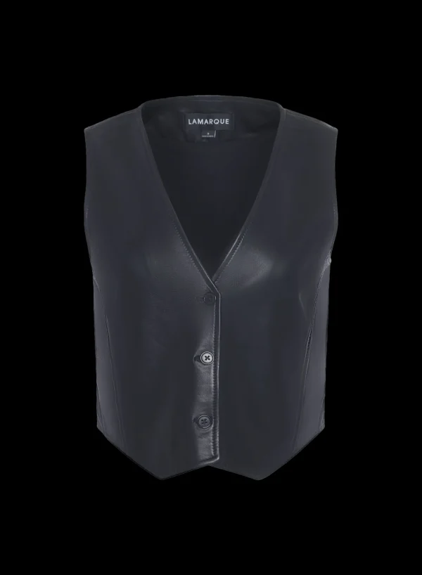 LAMARQUE Tops | KALLIE | Leather Vest Black
