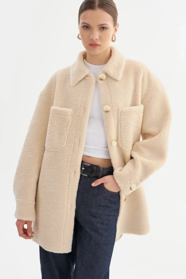 LAMARQUE Coats&Jackets | KANE | Sherpa Shacket Beige