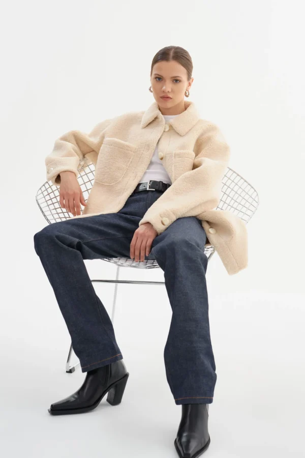 LAMARQUE Coats&Jackets | KANE | Sherpa Shacket Beige