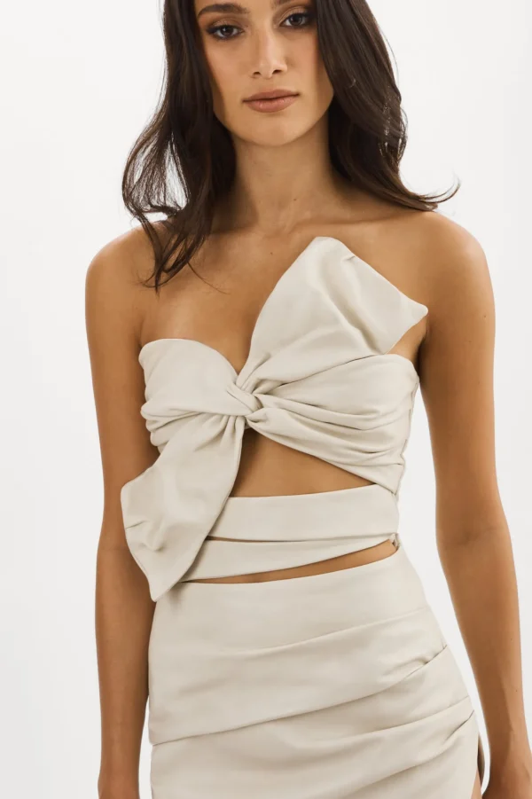 LAMARQUE Dresses | KARLA | Leather Bow Dress Bone