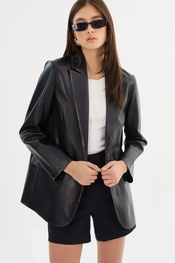 LAMARQUE Leather Jackets | KARRIN | Distressed Leather Blazer Distressed Black