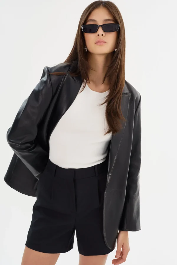 LAMARQUE Leather Jackets | KARRIN | Distressed Leather Blazer Distressed Black