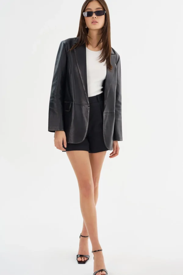 LAMARQUE Leather Jackets | KARRIN | Distressed Leather Blazer Distressed Black