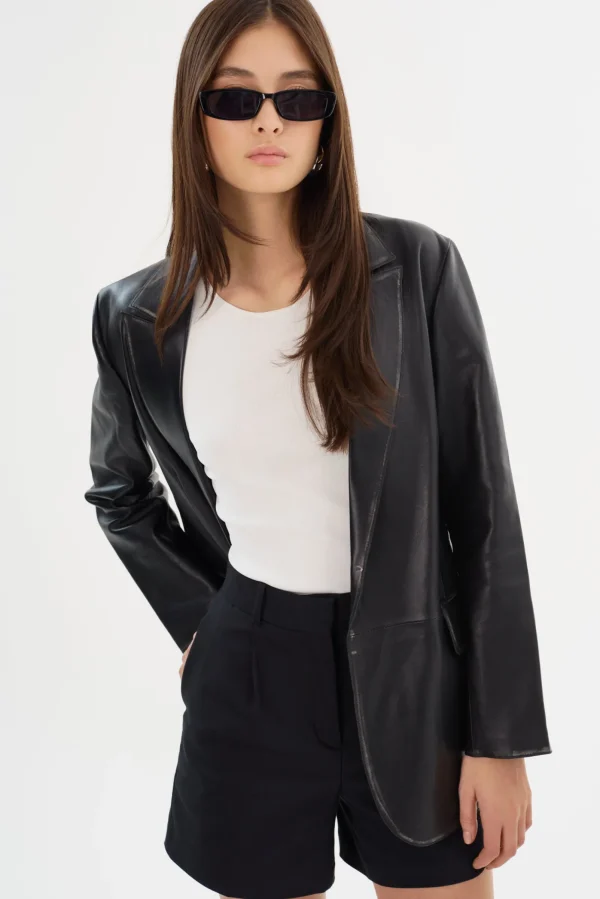 LAMARQUE Leather Jackets | KARRIN | Distressed Leather Blazer Distressed Black