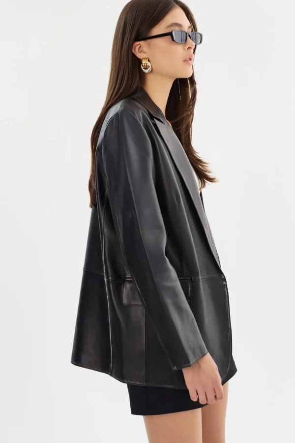 LAMARQUE Leather Jackets | KARRIN | Distressed Leather Blazer Distressed Black
